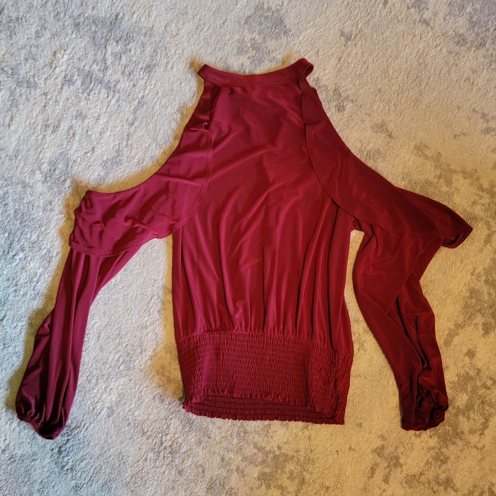 Relaxed Red Cut Out Blouse